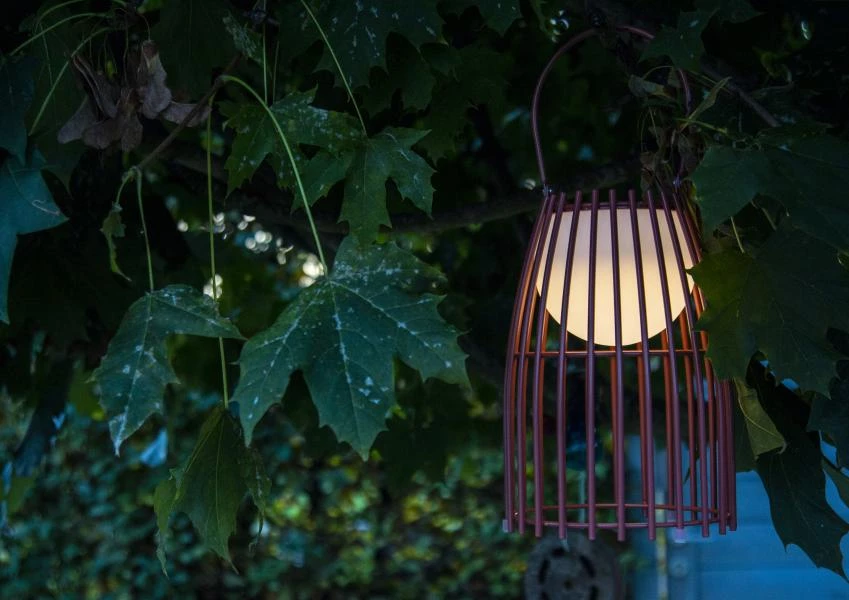 Lucide FJARA - Tafellamp Buiten - Ø 17,5 cm - LED Dimb. - 1x0,3W 2800K/3200K - IP44 - 3 StepDim - Roest bruin - sfeer 1